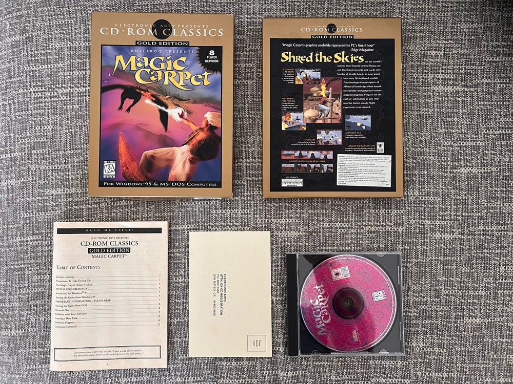 Electronic Arts Magic Carpet 1995 PC Computer Software Vintage Gold Edition