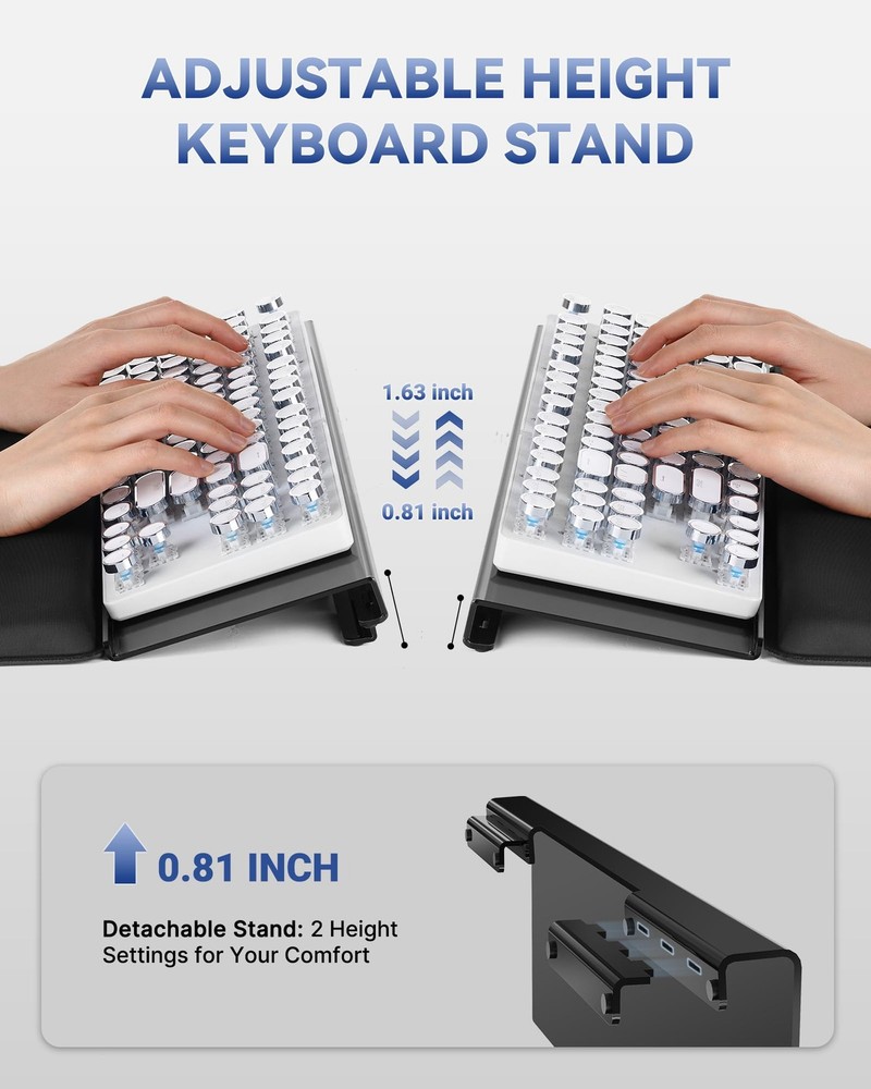 Computer Keyboard Stand for Desktop, 2-Level Height Adjustment Keyboard Wrist...