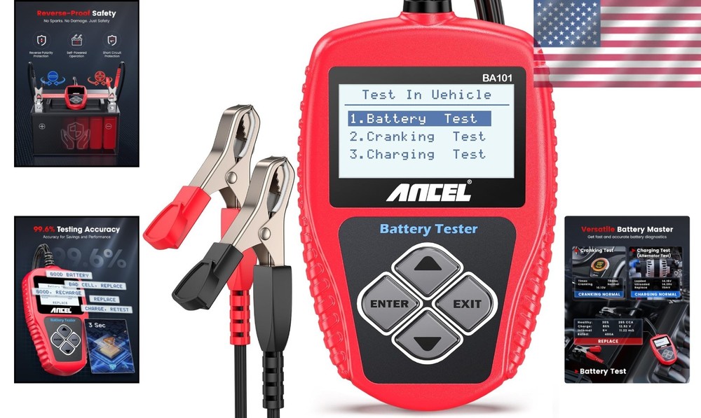 Powerful 12V Automotive Battery Tester with Multi-Language Support
