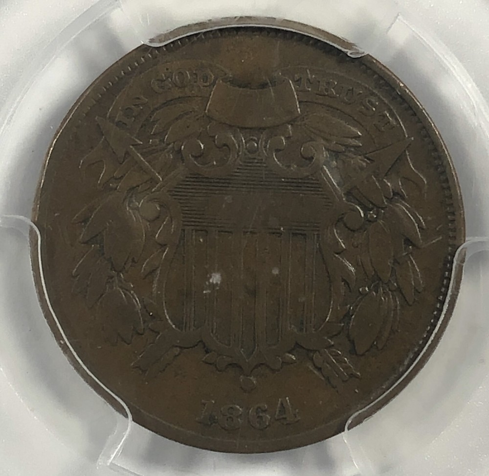 1864 Shield Two Cent. .02. PCGS VF 20. Small Motto.