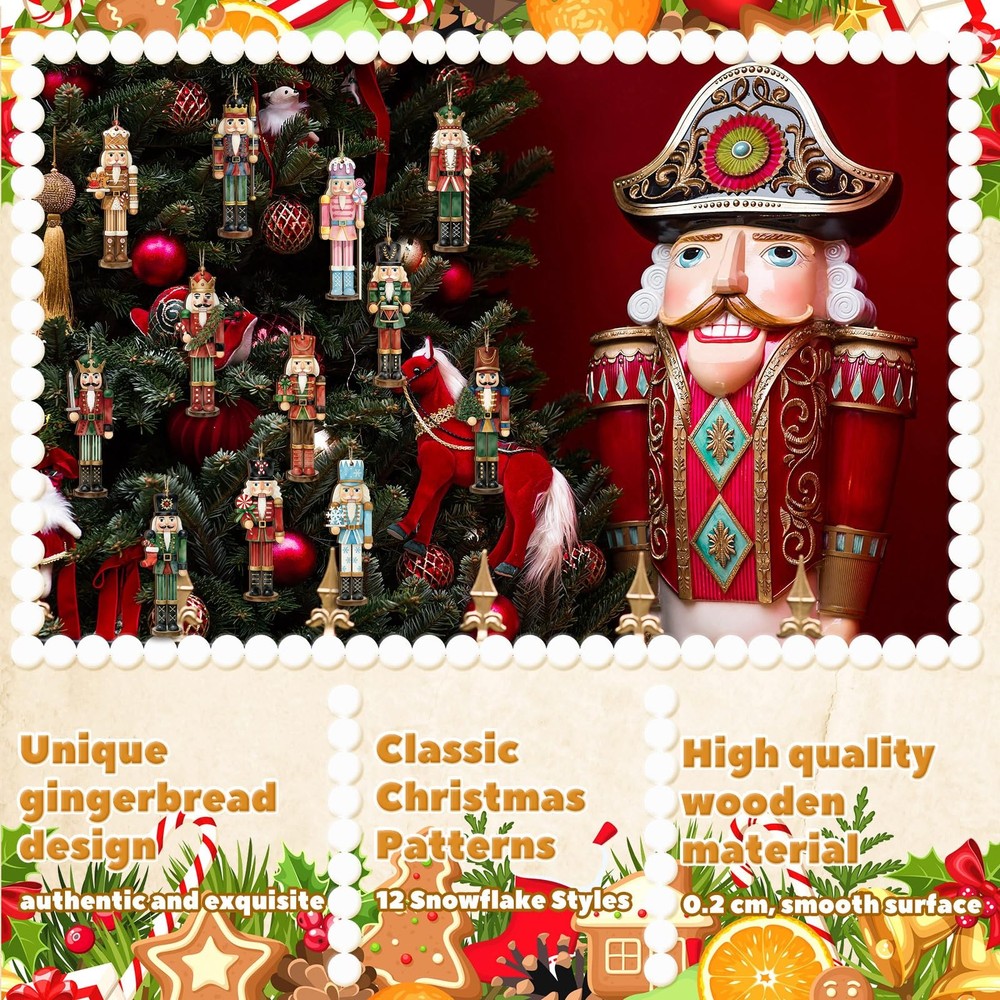 Quzzil 36 Pcs Christmas Nutcracker Ornaments Mini Nutcrackers Figures Red