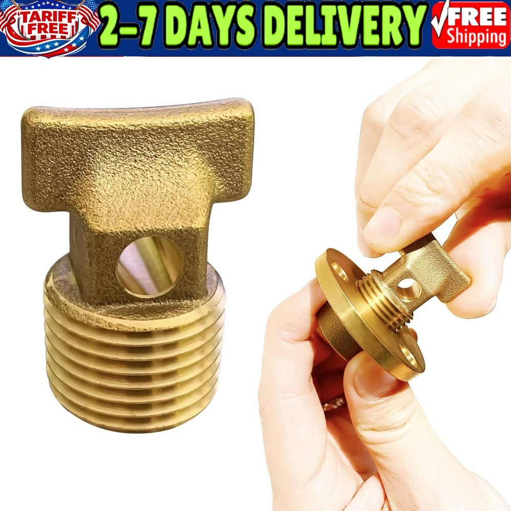 Solid Brass Boat Garboard Drain Plugs 1/2" NPT Thread For Boat Hulls