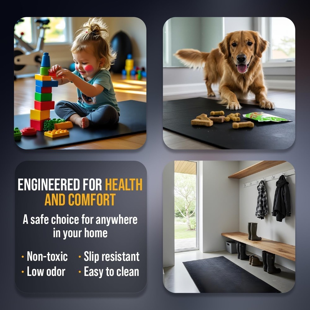 Rubber King Multi-Purpose Exercise Mat 100% Recycled Thick Rubber Mat Home Gym