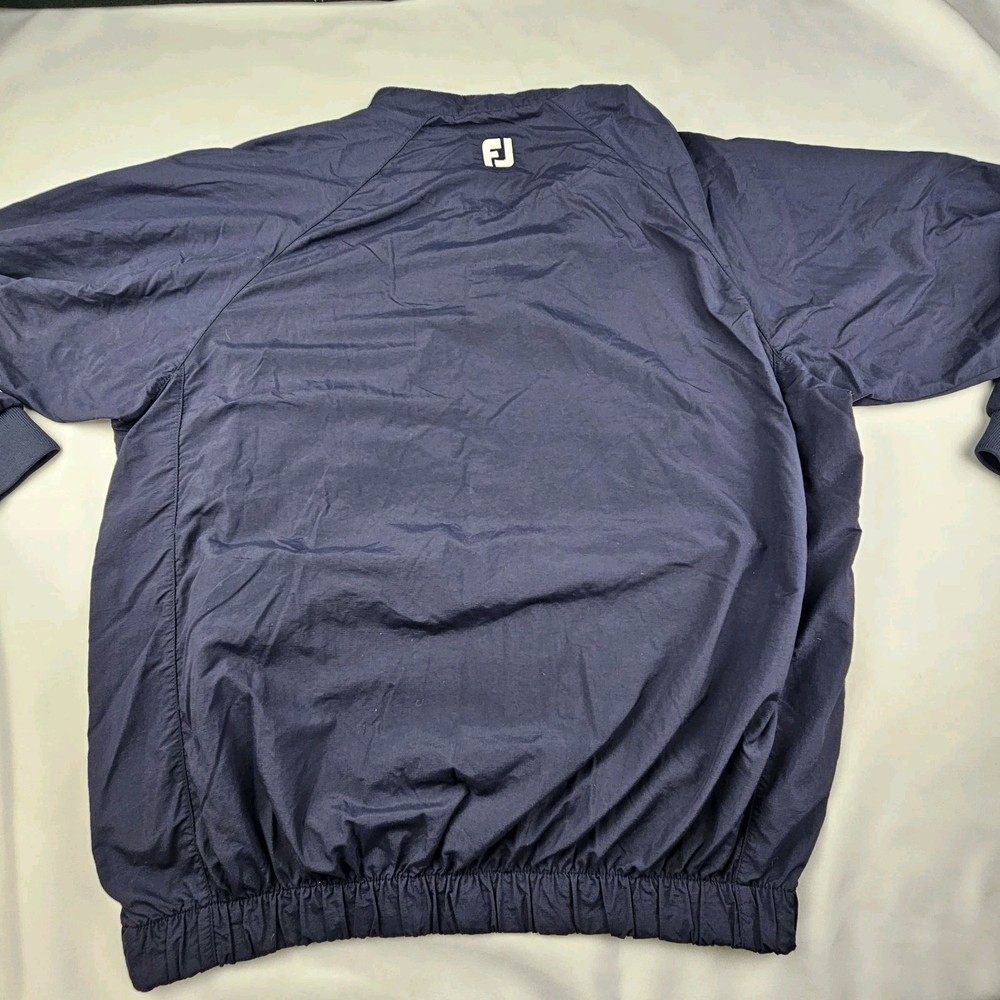 Footjoy Mens Size Medium Pullover 1/4 Snap Front Blue Nylon Windbreaker Logo