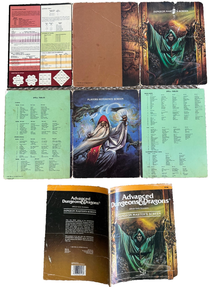 AD&D TSR 9146 Dungeon Masters Screen & Players Screen  Set Authentic 1st Edition
