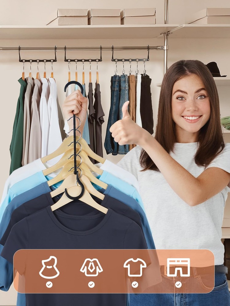 Black Magic Space Saving Hangers 10 Pack, Premium Smart Hanger Hooks, Sturdy ...