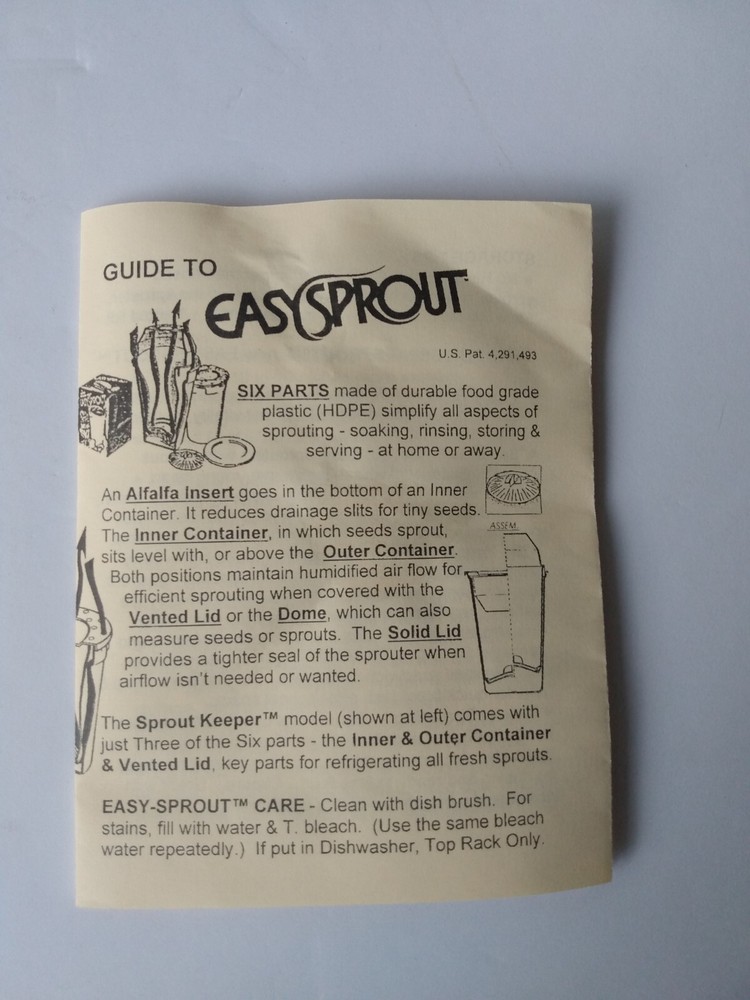 Sproutamo EASYSPROUT SPROUTER Plastic Cup Sprouting System Complete Original Bx