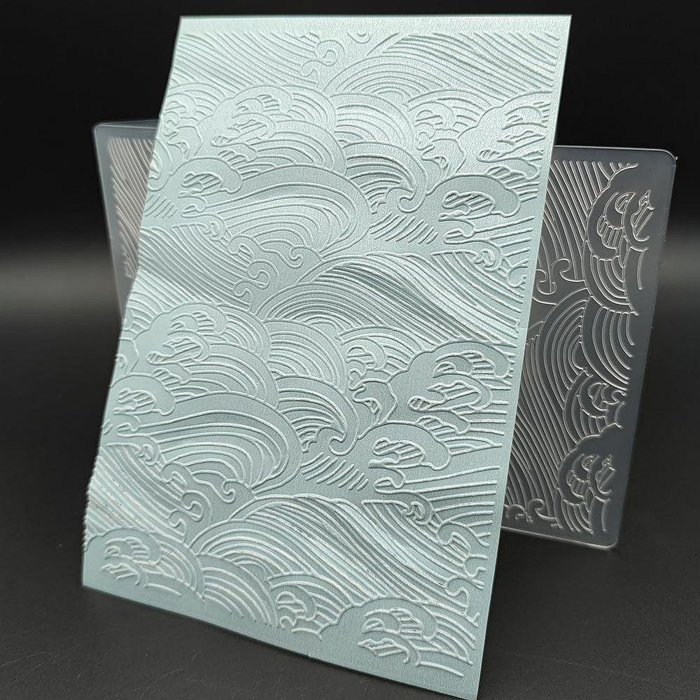 Plastic Embossing Folder A6 Size Sea Waving Pattern Paper Crafts Plastic Texture