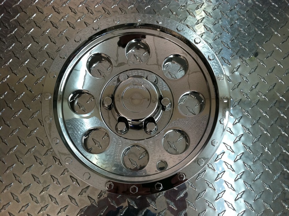 (2) 12" + (2) 6" Chrome Mower Wheel Hub Cap Rim Covers SHARP!! Phoenix USA