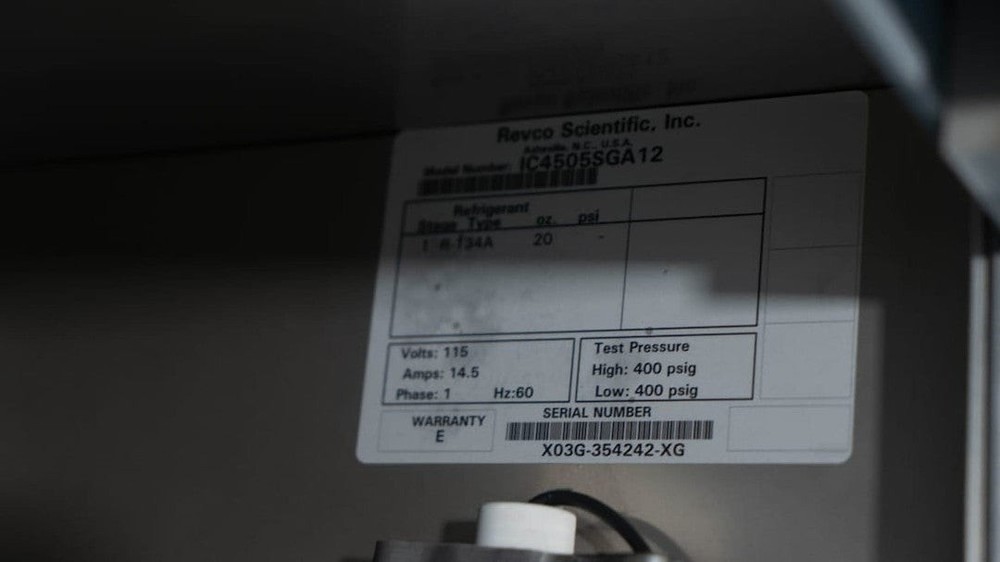 Revco Double Door Laboratory Refrigerator, Sliding Doors, Low 4