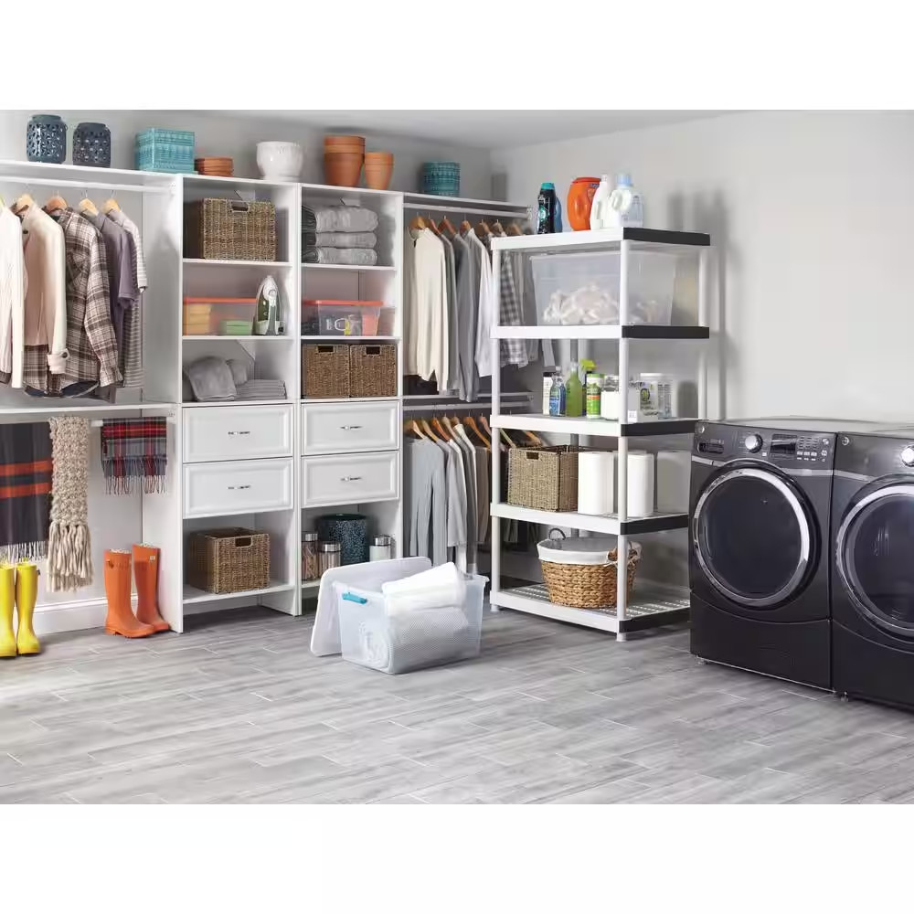 5-Tier Easy Assembly Multi-Purpose Plastic Garage Storage Shelving Unit in Gray