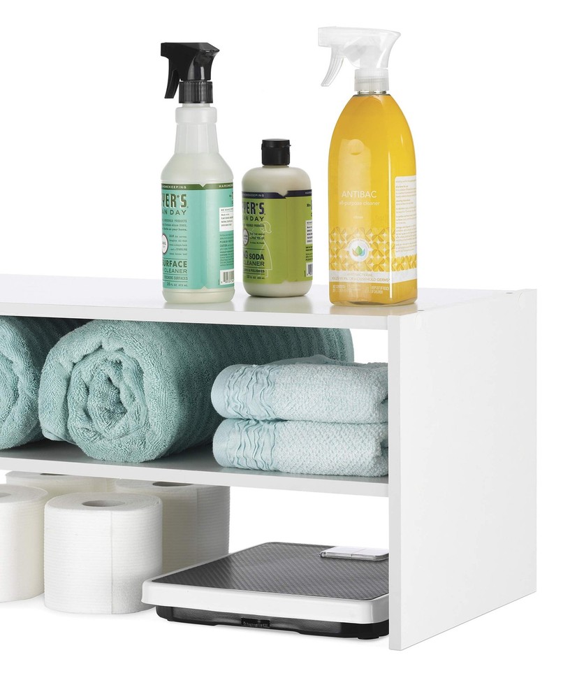 Whitmor Stackable 31" Extra Wide 2-Shelf Storage Organizer, White 31 INCH