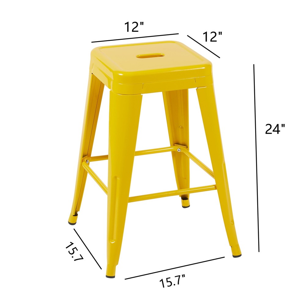 24 Inch Counter Height Stool, Backless Metal Bar Stools Set of 4, Non-Stackabl