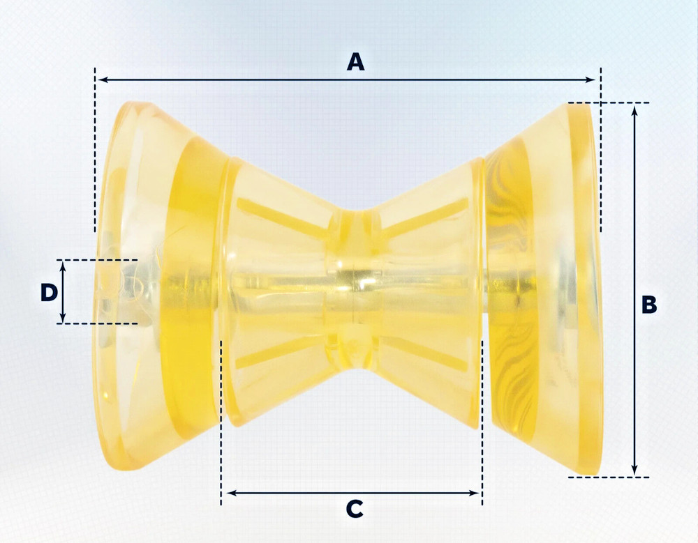 (1) Yellow Polyurethane Boat Trailer Bow Stop Roller Assembly & (2) Bow Rollers