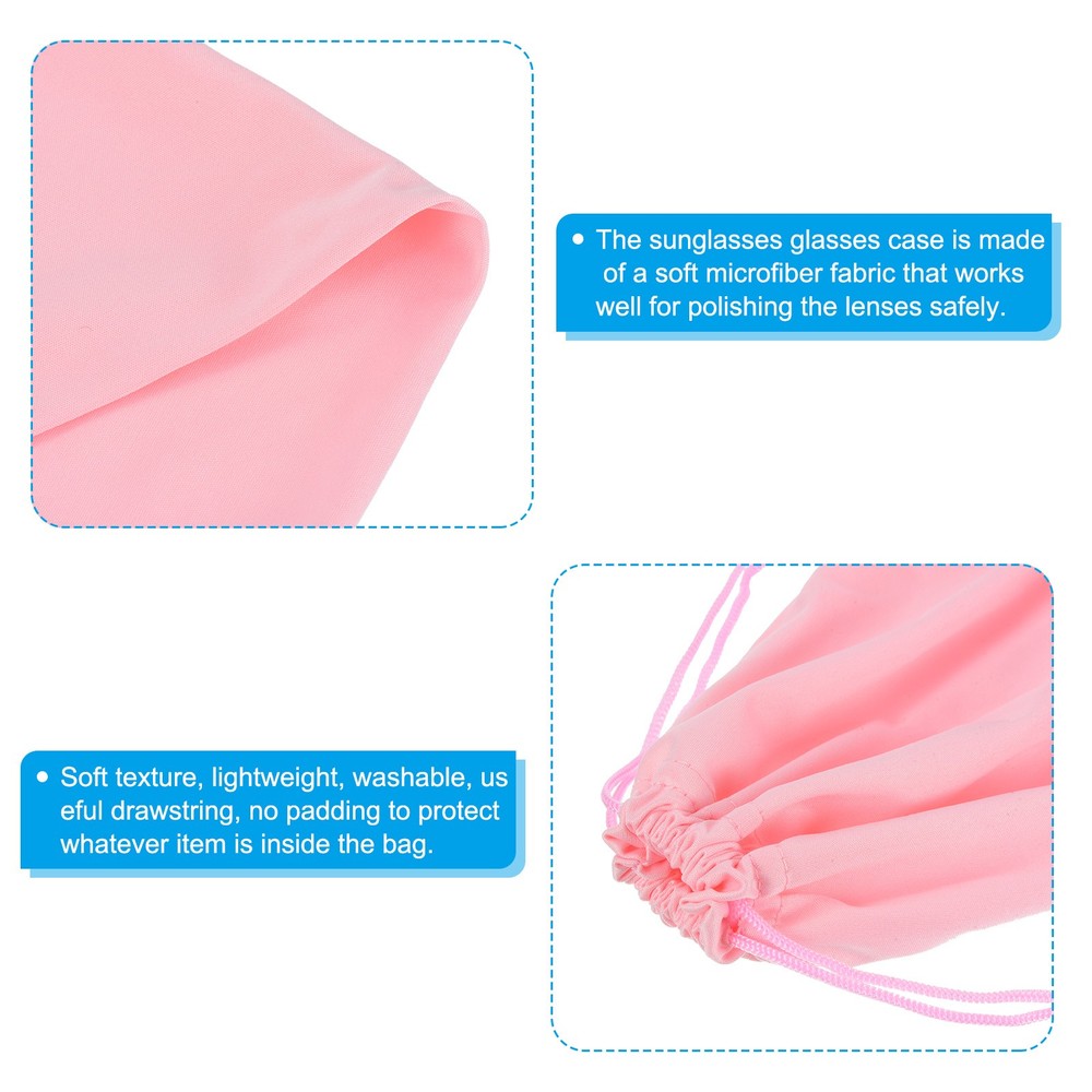 Ski Goggle Bag, 2 Pack Microfiber Snow Goggles Case Drawstring Pouch Pink