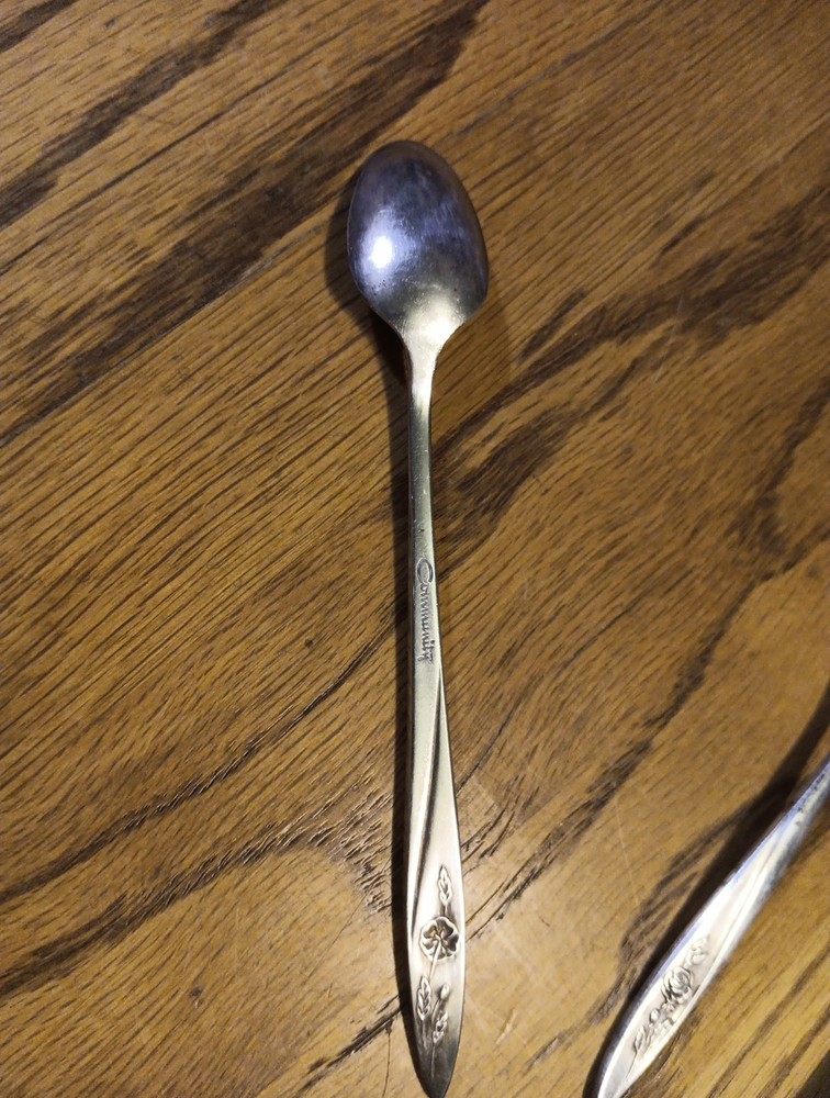 Community Childs Fork And Spoon. Rose Design.