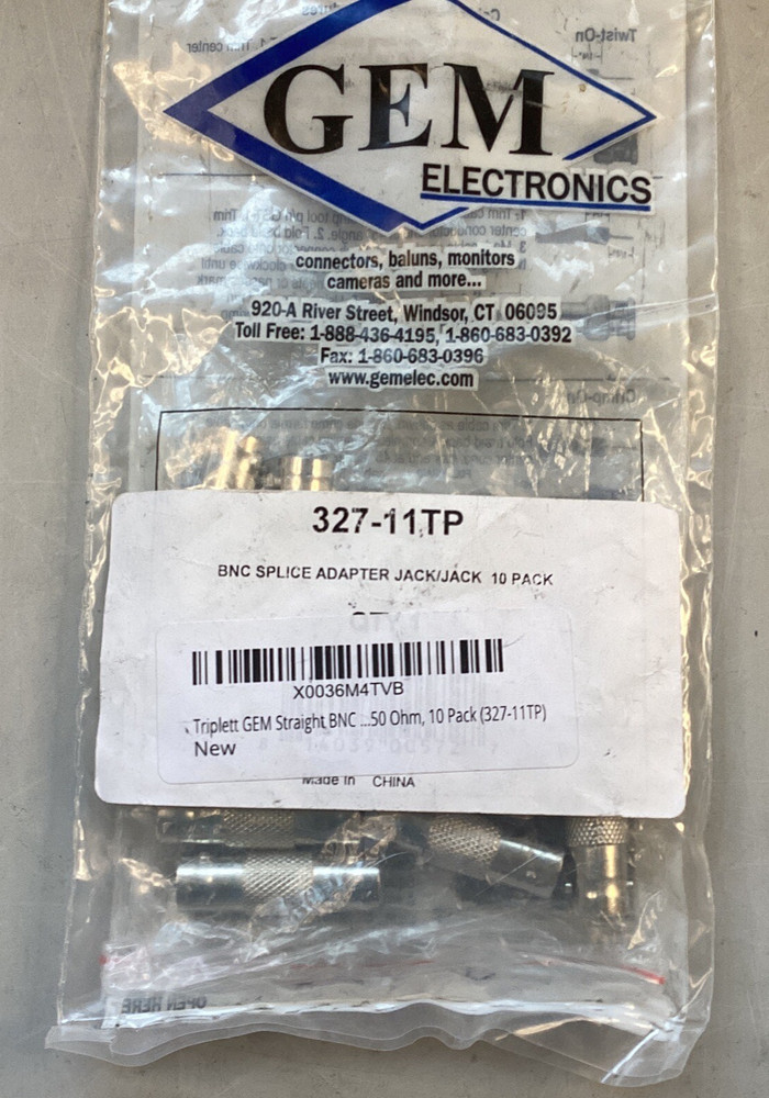 Gem Electronics BNC Splice Adapter Jack/Jack 10 Pack