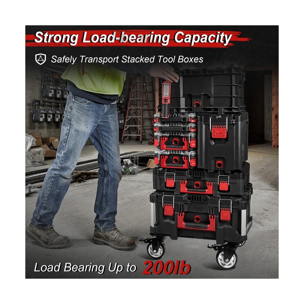 Heavy Duty Tool Box Dolly Compatible with Mil.Waukee Packout Toolboxes, Thick...