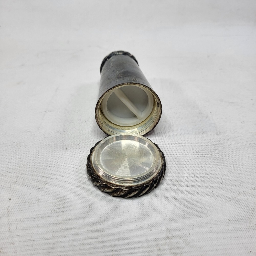 Vintage Silverplate Salt Shaker Tall India Decorative Tableware 3"