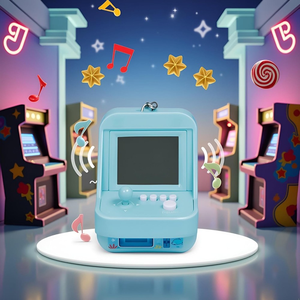 On-the-Go Blue Mini Arcade Game Console - 26 Games with Music Functionality