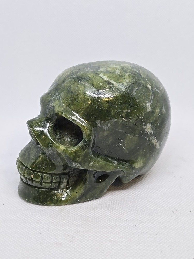 Large Carved Serpentine Jade Skull