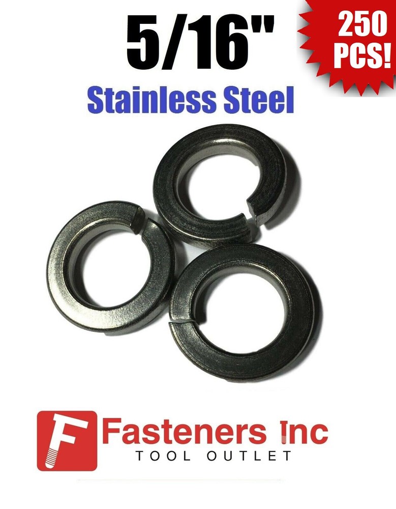 (Qty 250) 5/16" Stainless Steel Regular Split Lock Washers Type 18-8