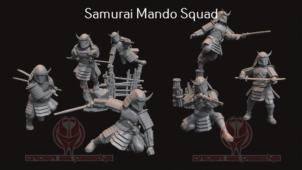 Star Wars Legion 3d printed Samurai Mandalorian Squad - Legion Scale