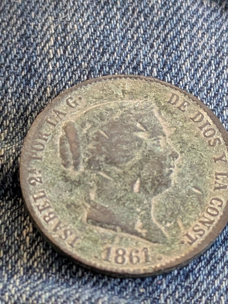 1861 Spain 25 Cent De Real Isabel II.
