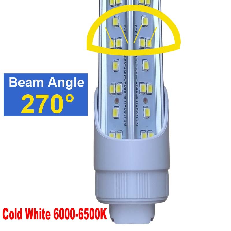 8FT LED Tube Light Bulbs HO Base T8 Rotatable 144W R17D 8 Foot LED Shop Light