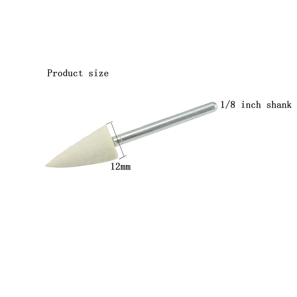 𝐋𝐮𝐨 𝐤𝐞 12mm Wool Felt Polishing Bits, 1/8'' Shank Cone Shape Wool