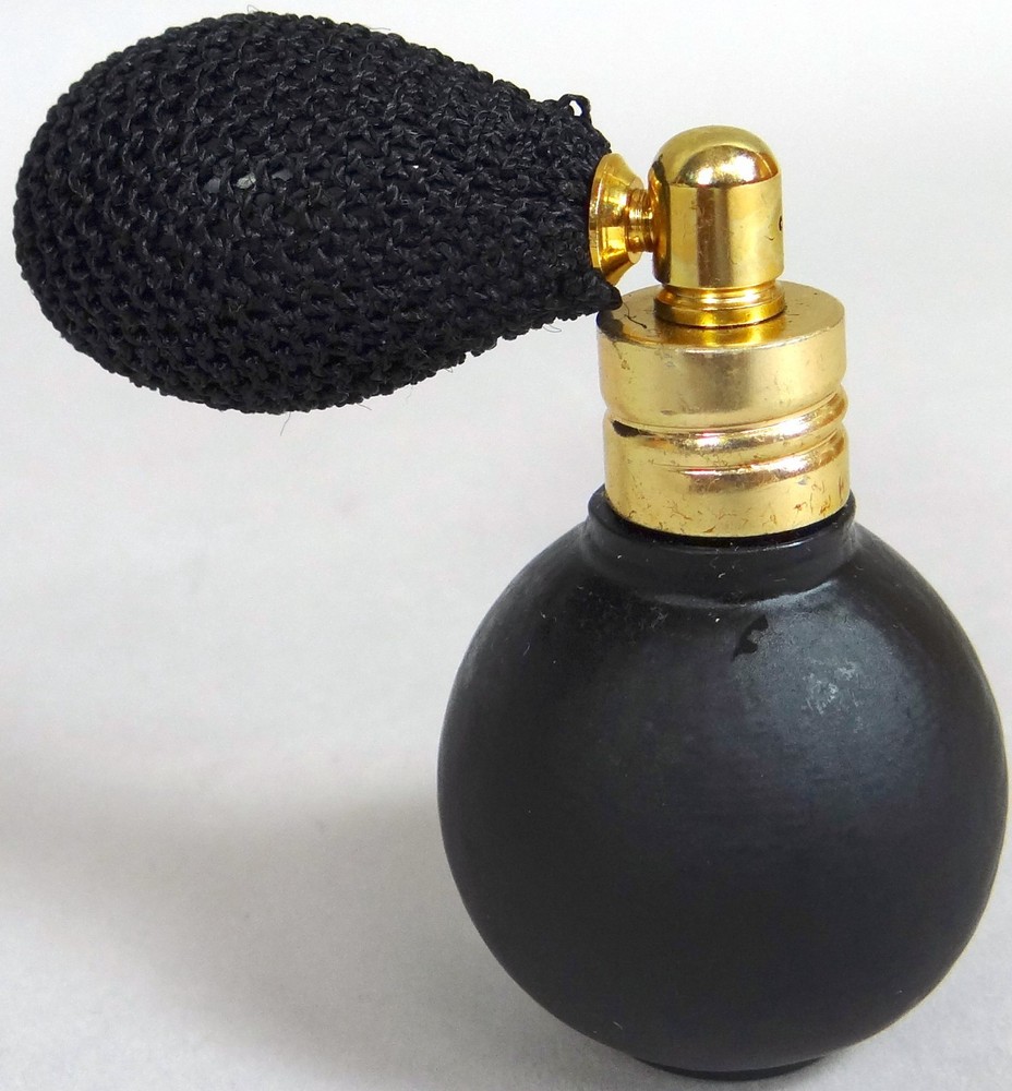 Mini Perfume Bottle Atomizer Black Bulb Frosted Glass Diana de Silva Empty Opens