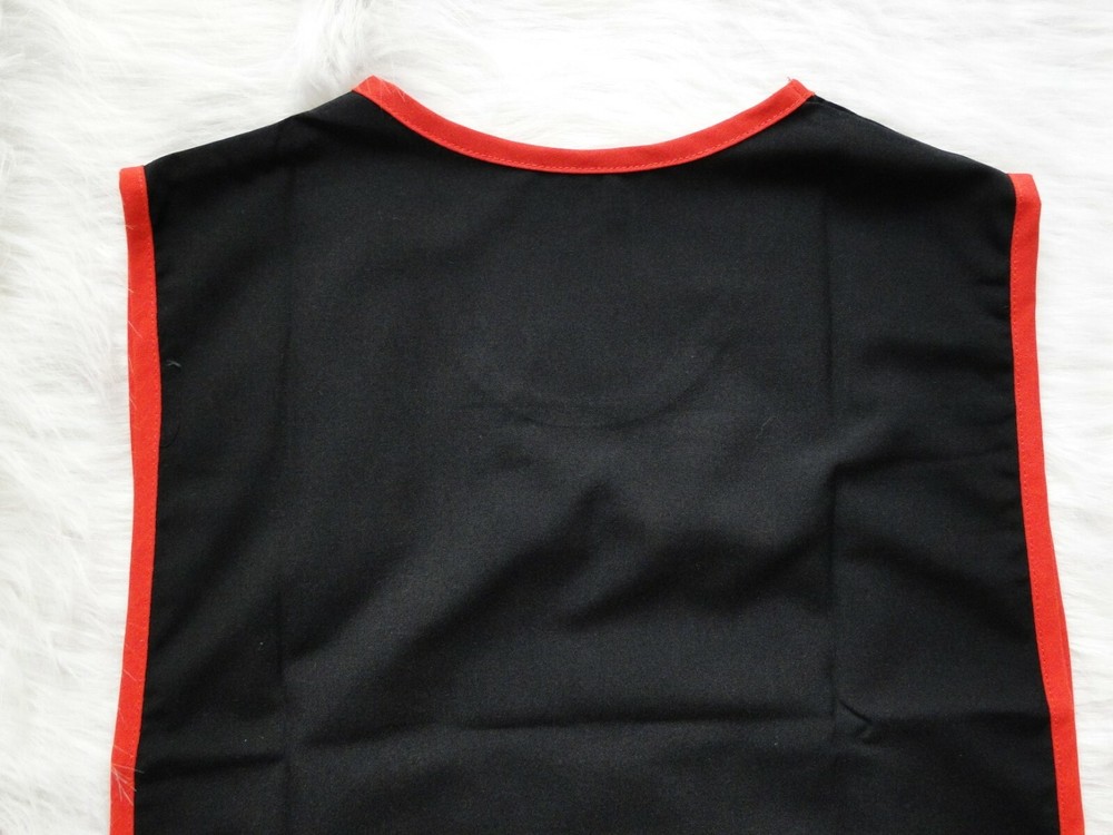 Black Popover Apron with Red Border