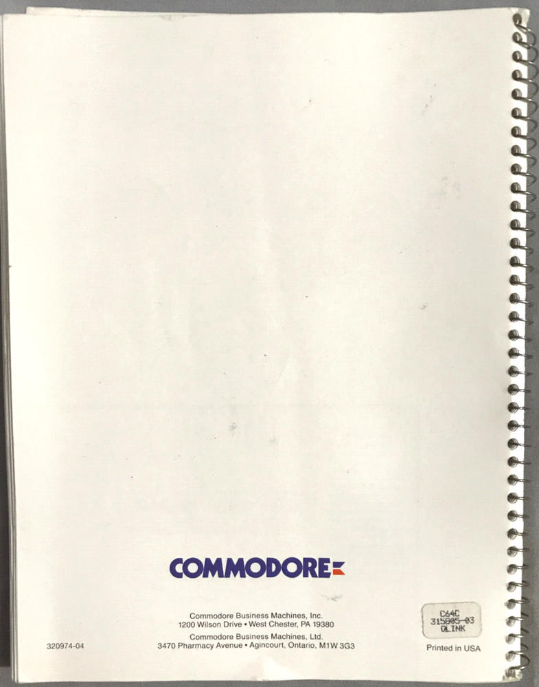 Commodore 64C Personal Computer System Guide Commodore Business Machines 1986