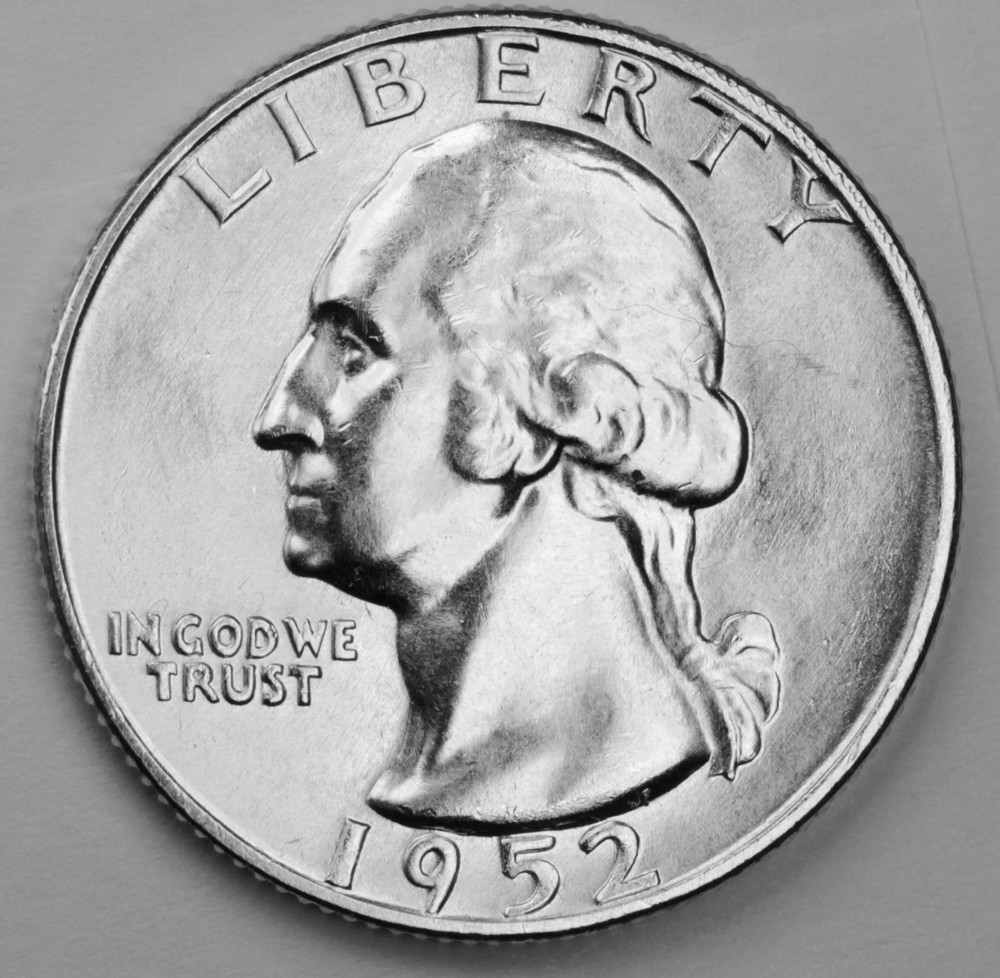 1952-s Washington Quarter. Blast White/Minimum Bag Marks. Choice BU. (Inventory)