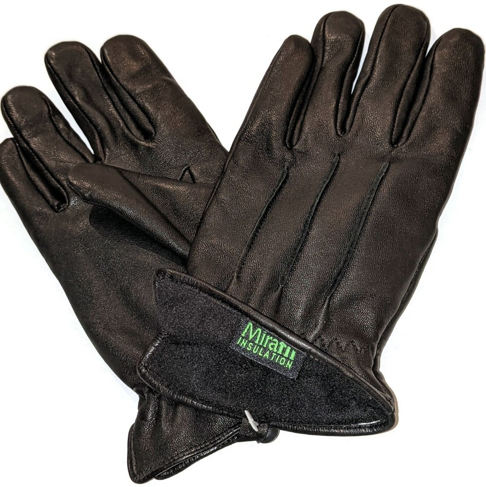 Men's Mirafil Insulation Genuine Leather Gloves, Medium Black