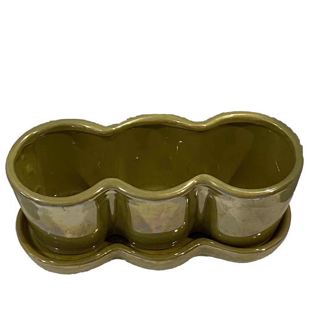 Pier 1 Irridescent Ceramic Planter Set