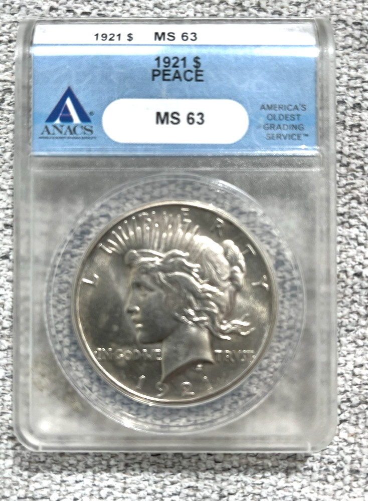 1921 Peace Silver Dollar ANACS MS63 BLAZER