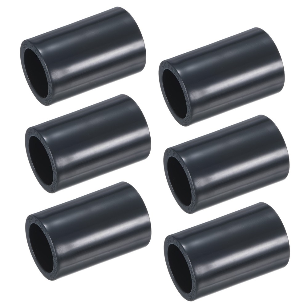 6-Pack UPVC Pipe Coupling Adapter, 3/4" Straight Coupling Adapter Connector Grey