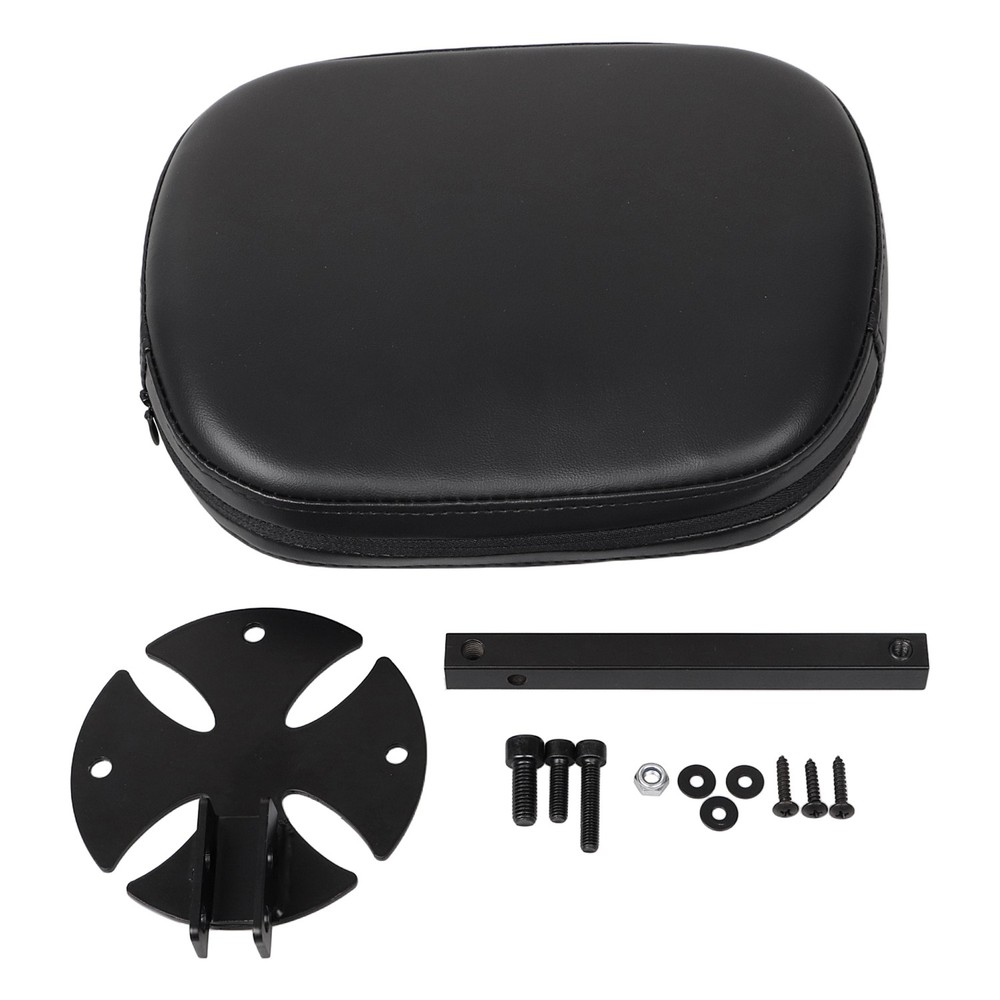 Black Adjustable Removable Driver / Passenger Backrest Pad w/ Bracket For Harley