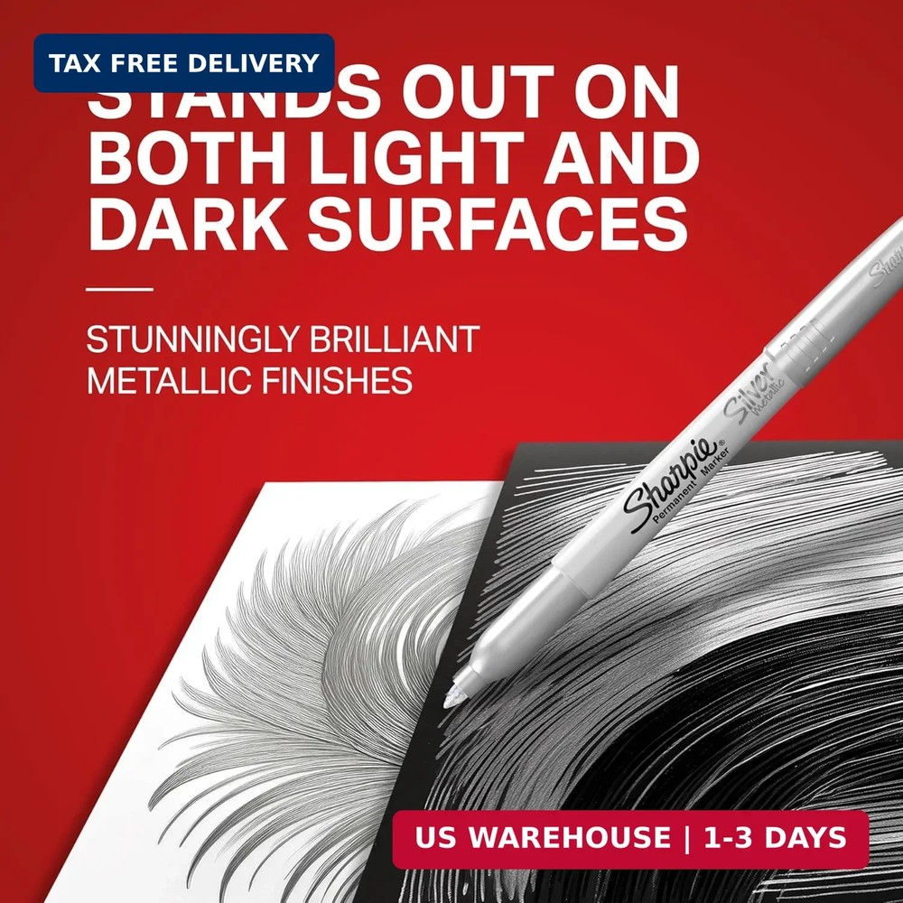 Sharpie Metallic Permanent Markers, Fine 2 Count Silver, 2 Silver