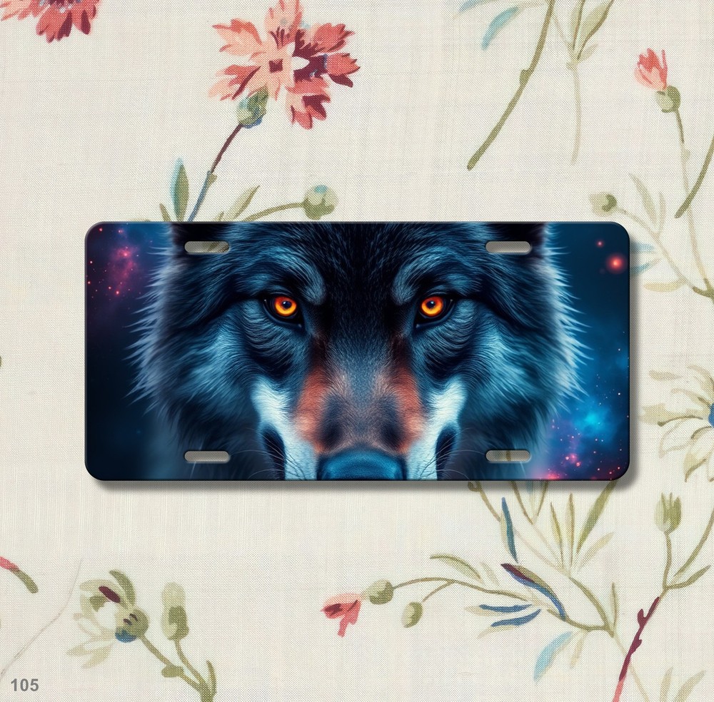 Hyperrealistic Wolf License Plate Your Text Vanity Plate Unique Gift