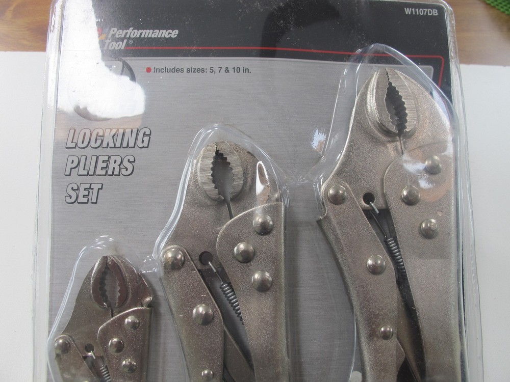 Performance tool 3Pc Lock Grip Pliers Set W1107DB, NEW