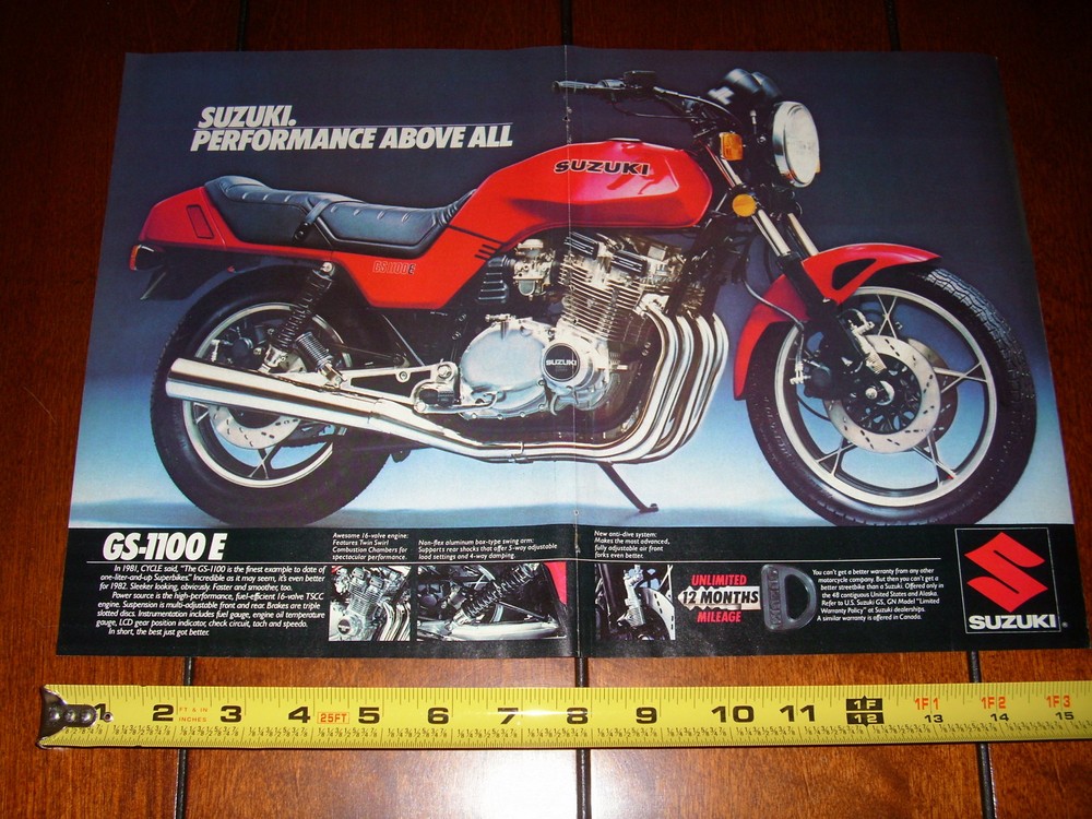 1982 SUZUKI GS 1100E  ORIGINAL 2 PAGE AD GS1100