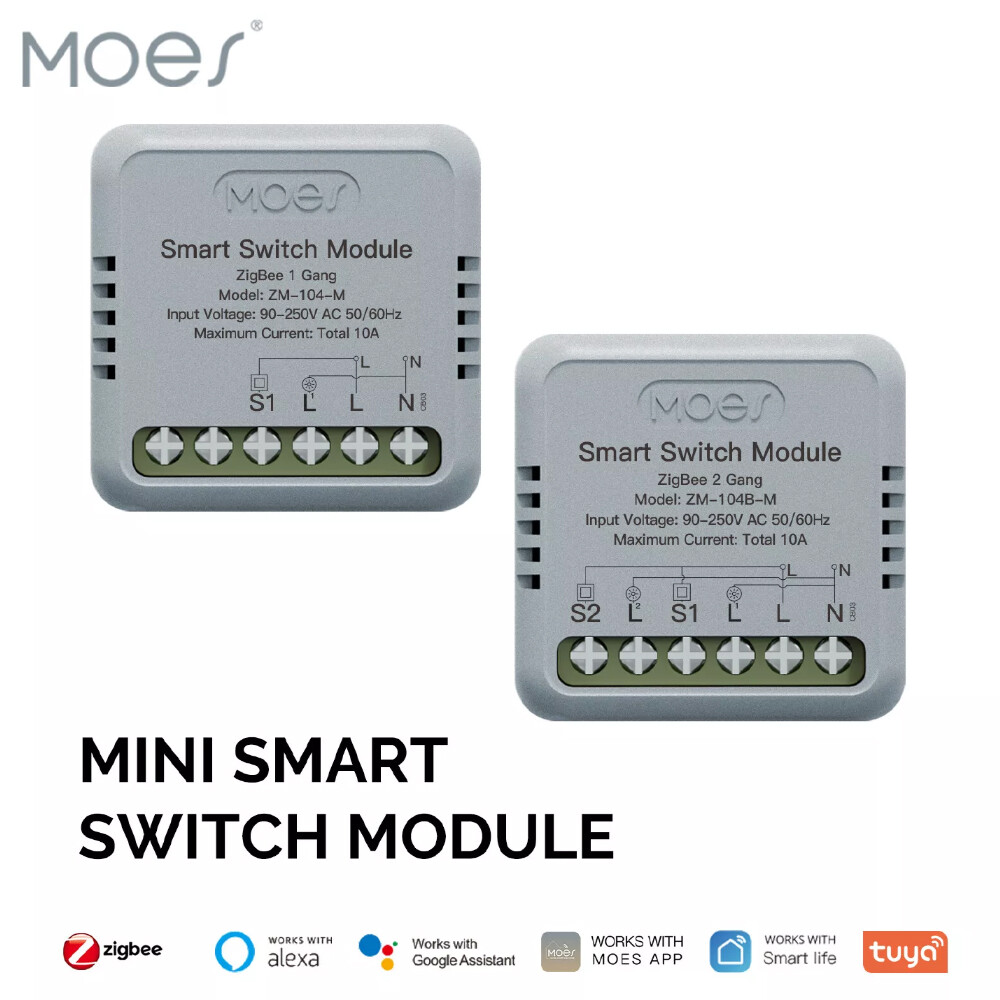 MOES ZigBee Mini Smart Light Switch Module 3-Way Alexa Google APP Remote Timer