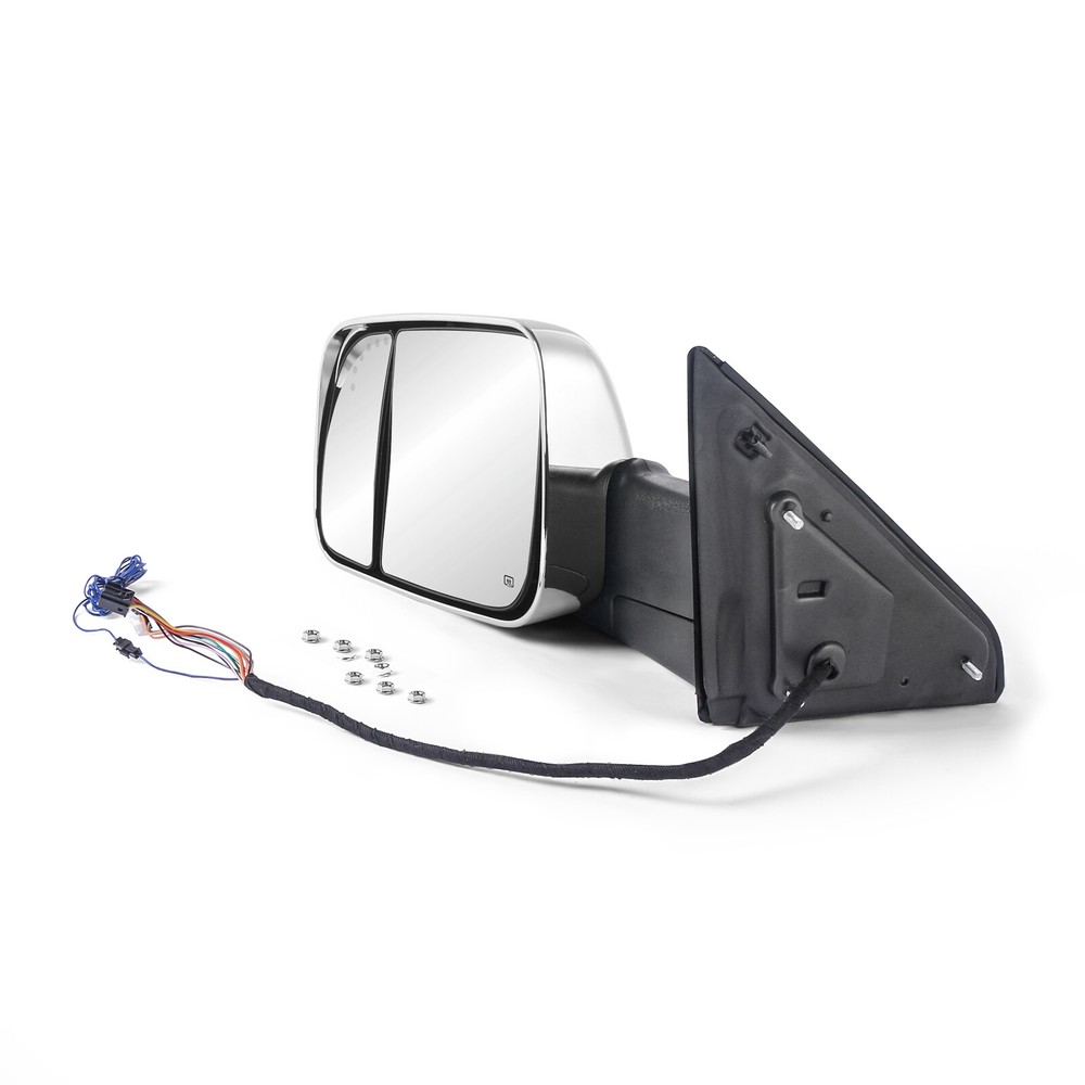 Pair Chrome Tow Mirrors For 2009-2018 Dodge Ram 1500 w/Temp Sensor Puddle Light