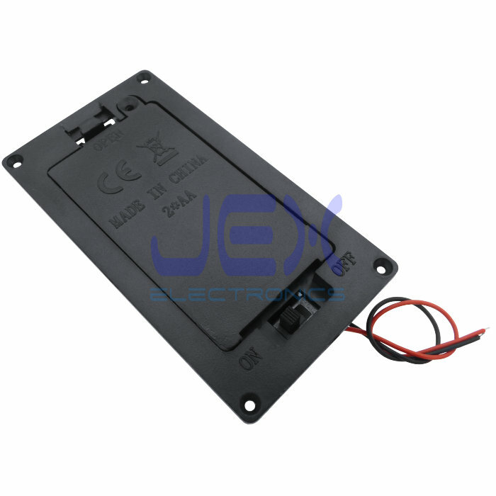 Twin/2X/Two AA Panel Mount Battery Holder Case Box 3V With Power Switch & Wire