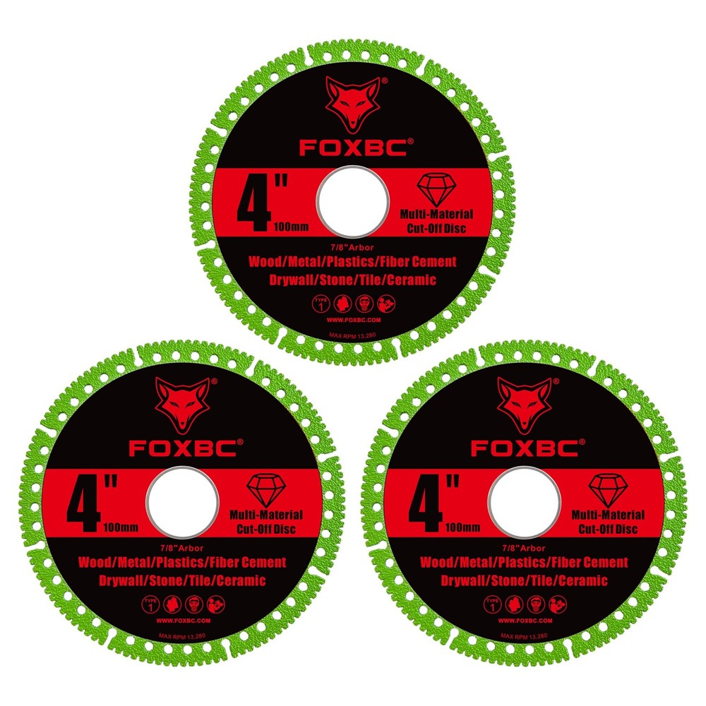 FOXBC 4 Inch Indestructible Multi-Material Cut Off Disc for Angle Red