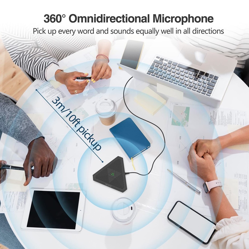 Conference USB Omnidirectional Microphone w/ Mute for PC/Mac US