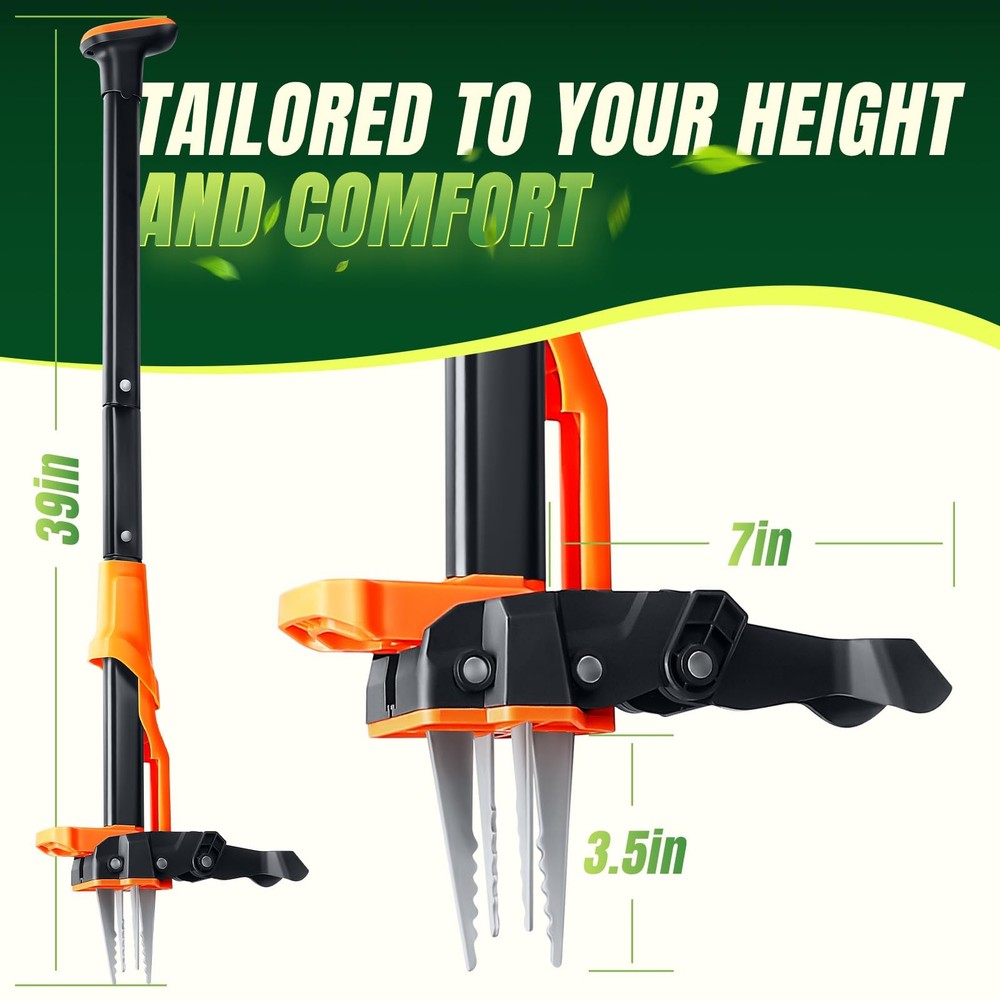 Weed Puller Tool - Stand Up Weed Puller with 4-Claw Steel Head, 39"-46" Retra...