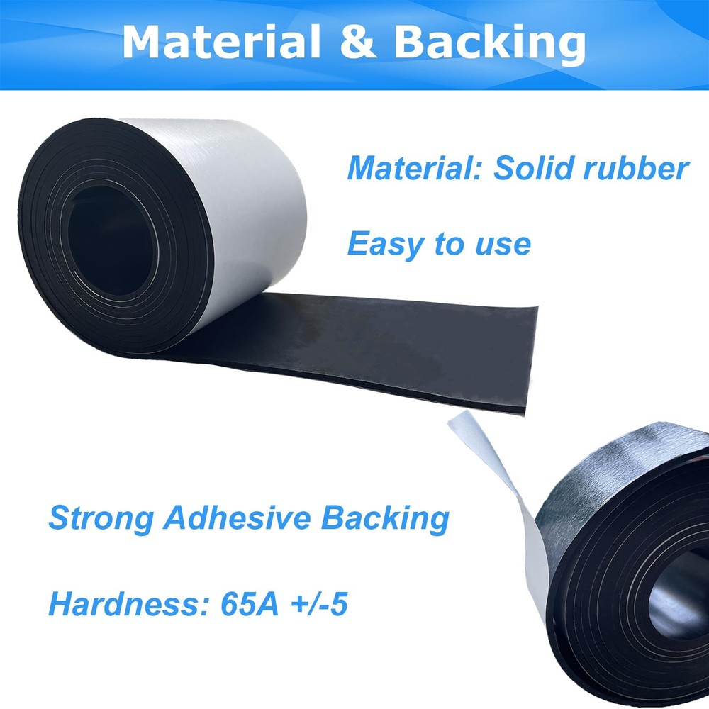 Adhesive Rubber Strips 1/8 .125" Thick X 4" Wide X 10'Long Solid Rubber Strip...